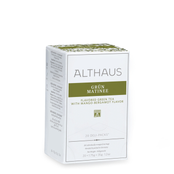 Фото Зелений чай Althaus Grün Matinee Deli Pack 20 пак. — манго та бергамот