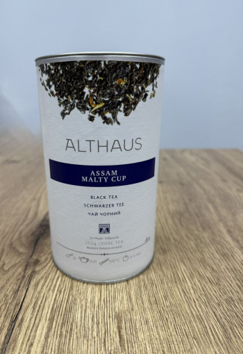 Фото Чорний чай Althaus Assam Malty Cup 250 г — насичений малтовий Assam з Індії